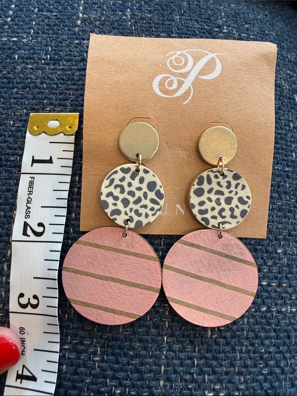 Plunder Ayana Pink & Gold Leopard Triple-Drop Earrings - Picture 2 of 6